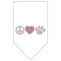 Unconditional Love Peace Love Paw Rhinestone Bandana White Large UN852314
